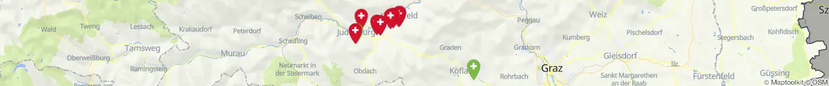 Kartenansicht für Apotheken-Notdienste in der Nähe von Lobmingtal (Murtal, Steiermark)